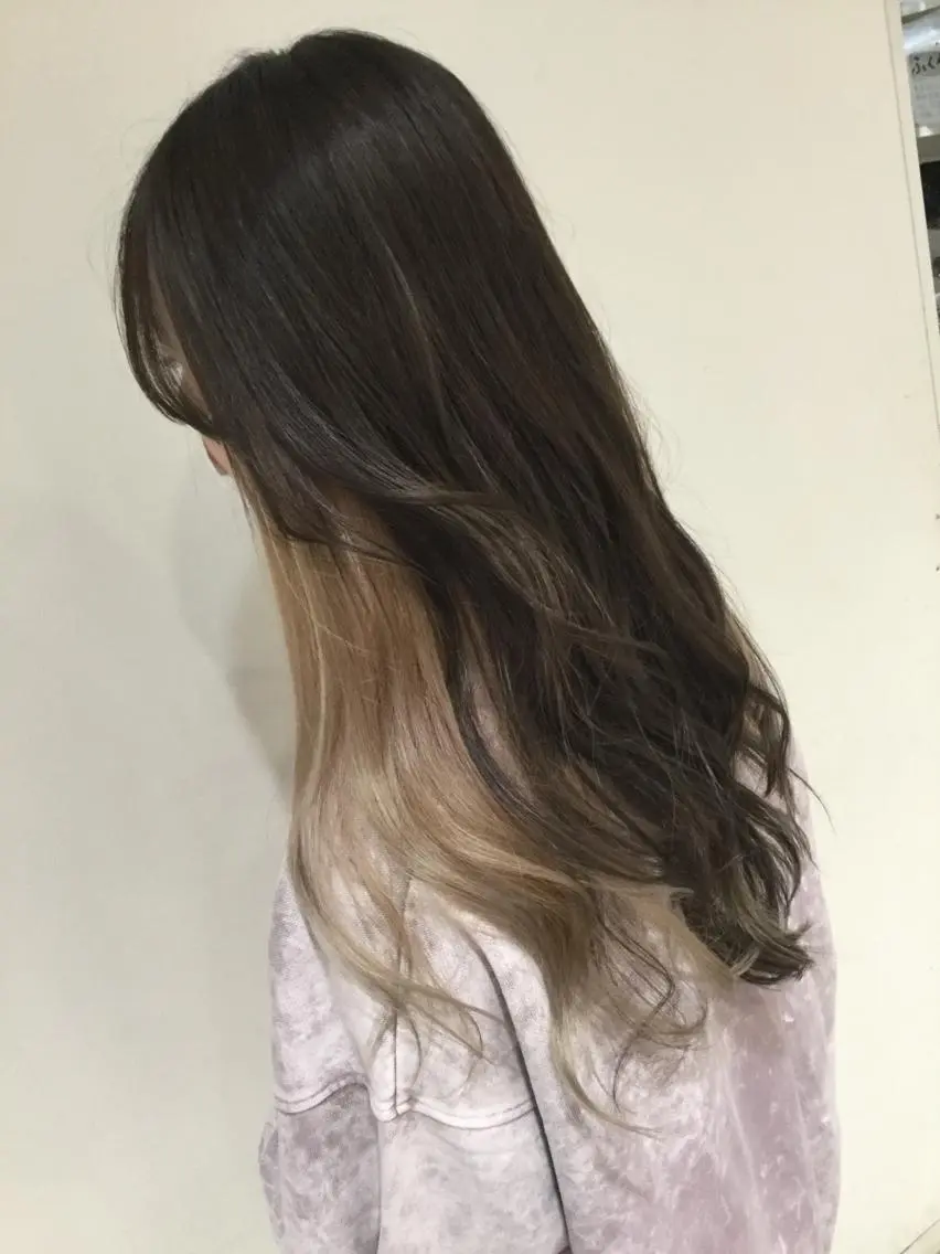セミロング カラー 髪質改善カラー韓国風 レイヤーtudaのヘアスタイル