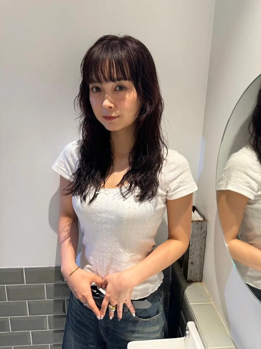 ミディアム カラー パーマ ヘアカラー CEINE PATHのヘアスタイル