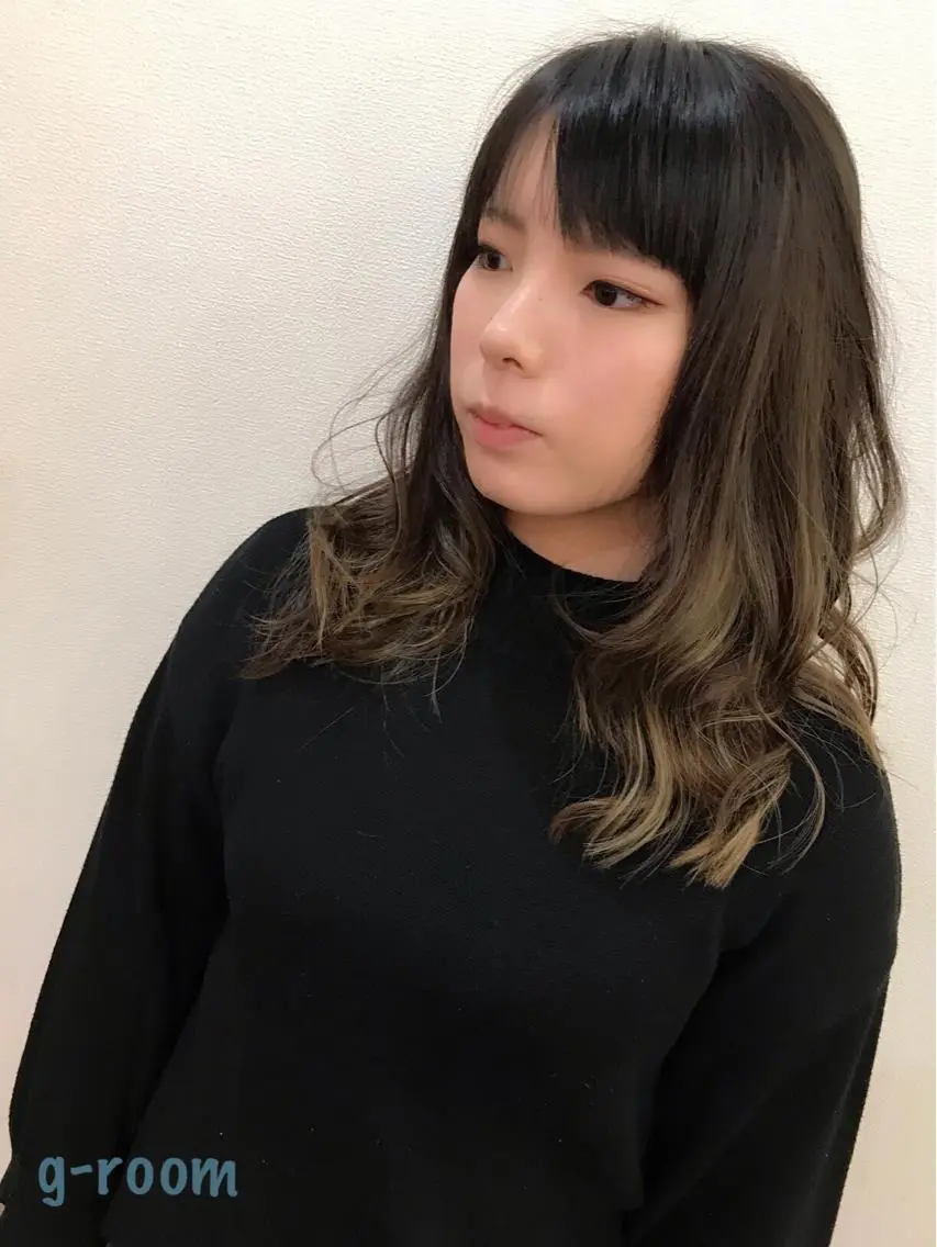ロング カラー グラデーションカラー ハイライトカラー ハイライト 大山 雅矢のヘアスタイル