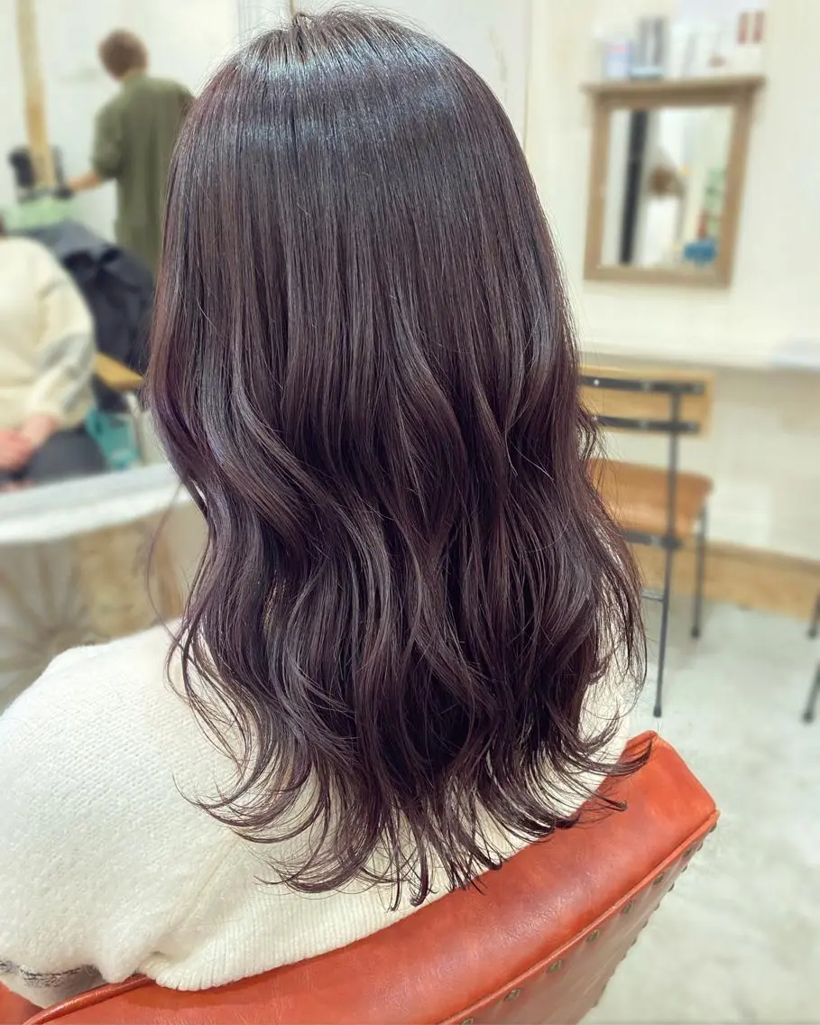 セミロング カラー バイオレットカラー 🍑もも 🍑のヘアスタイル