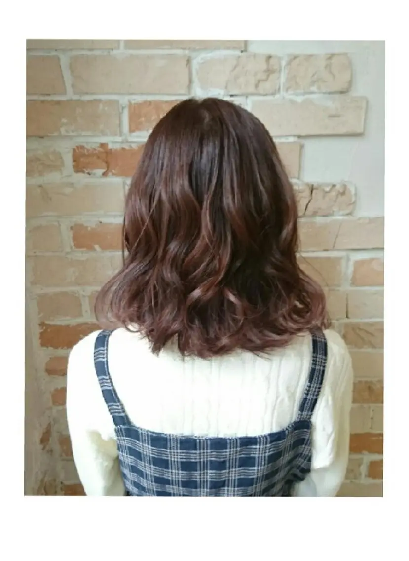 セミロング カラー ベージュカラー ピンクカラー ピンクベージュ RU RIのヘアスタイル