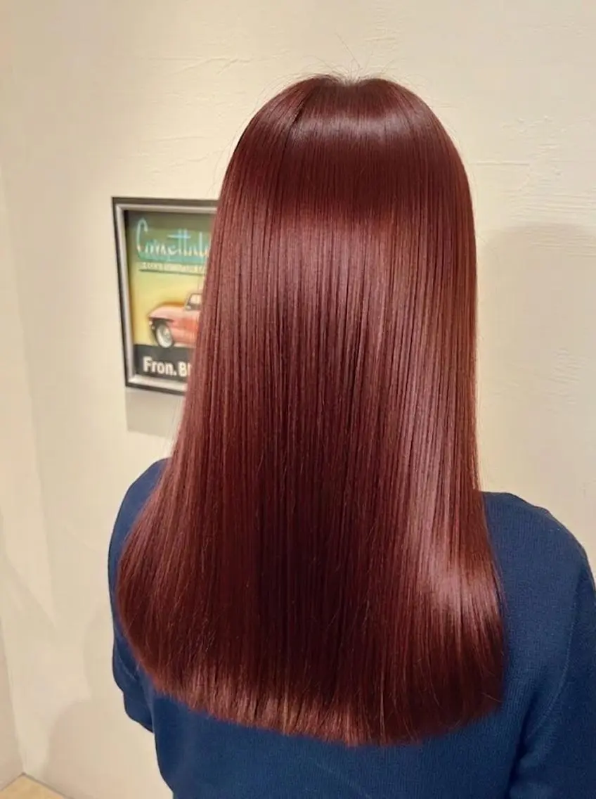 ロング カラー ボルドーカラー ロング カット ヘアカラー トリートメント ヘッドスパ flencia 丸 和博｜カットのヘアスタイル