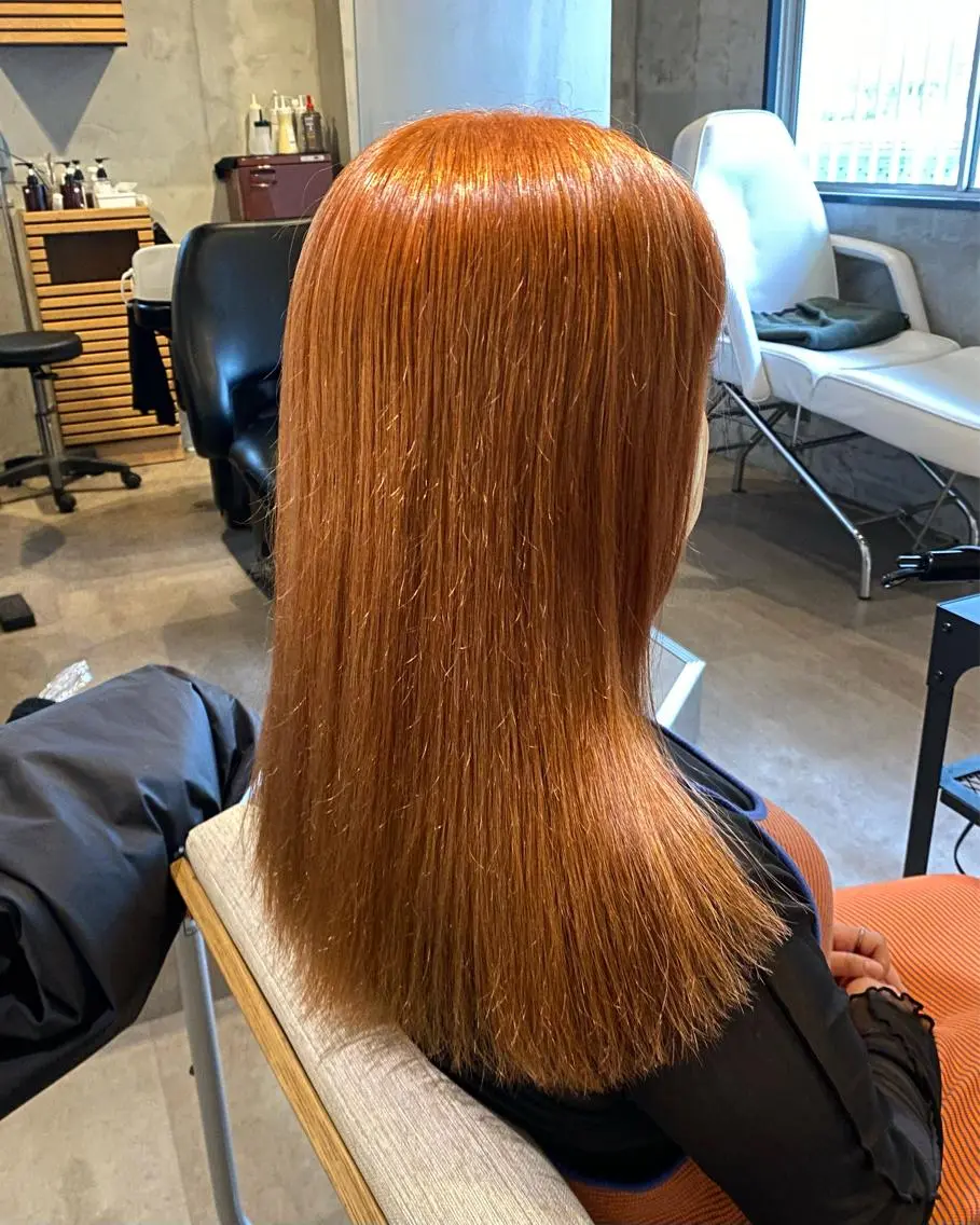 ロング カラー ハイトーンカラー ハイトーンオレンジ オレンジ カット ヘアカラー レイヤー特化🪽 yuka【高円寺】のヘアスタイル