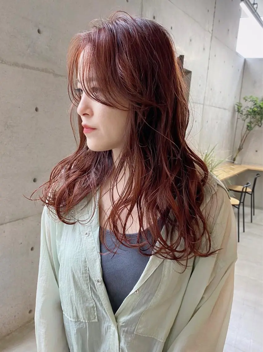 ロング オレンジブラウン son hair HIROEのヘアスタイル