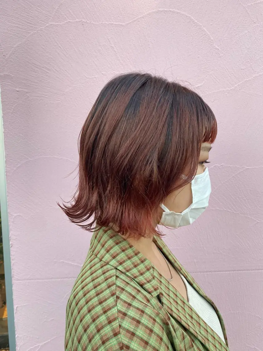 カラー ブリーチ オレンジ オレンジレッド レッドカラー 初ブリーチOK✨ ハイトーン稲吉菜々美のヘアスタイル