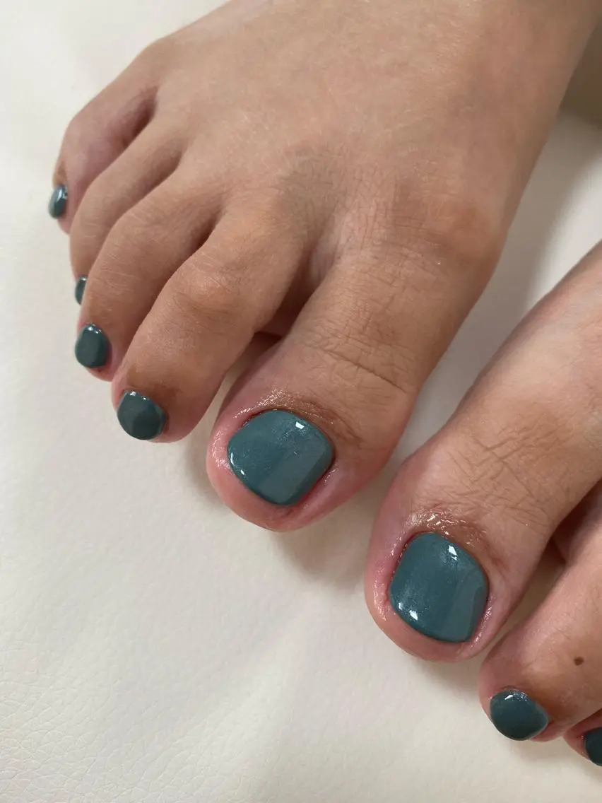 ショート ネイル ブルー グリーン フットネイル LUNE NAILのその他イメージ