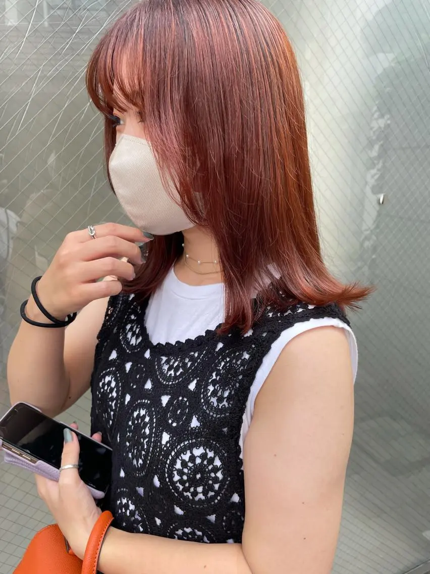 ミディアム カラー ヘアアレンジ カット ヘアカラー satsuki 暖色・ブラウンカラーのヘアスタイル
