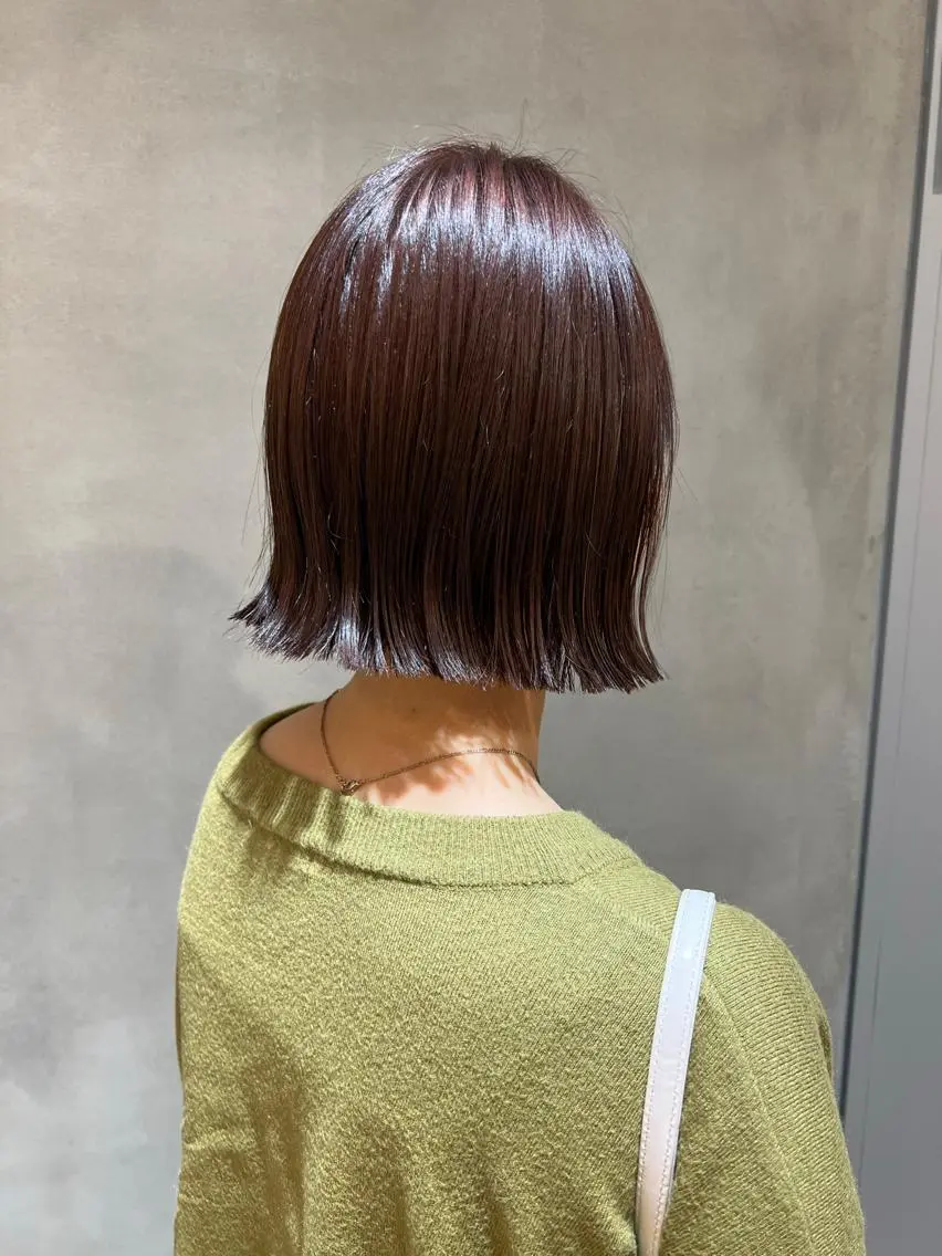 ミディアム カラー ブラウンカラー レッドカラー レッドブラウン カット ヘアカラー トリートメント 韓国ヘア♡おくれ毛♡ ボブ♡sayakaのヘアスタイル