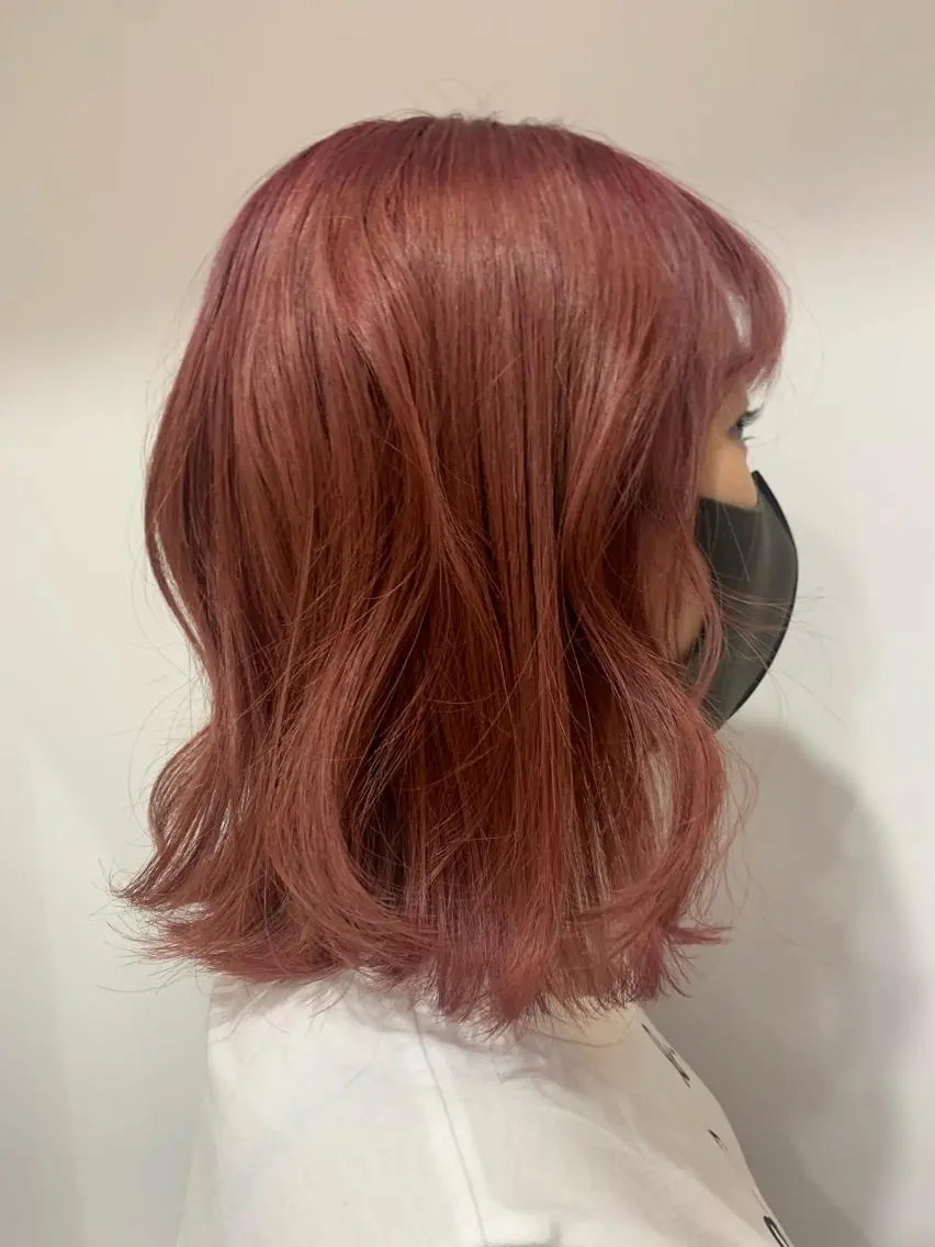 ミディアム カラー ベージュカラー ピンクカラー ピンクベージュ 中目黒🌼 🌼ハナのヘアスタイル