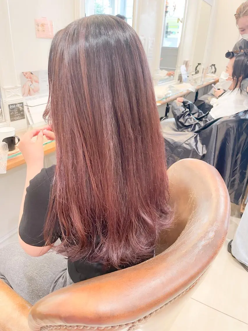 ロング カラー ダブルカラー ピンクカラー パープルカラー ヘアカラー トリートメント ヘッドスパ ✨カラー支持No.1 🧸ワキ カナコ🧸のヘアスタイル