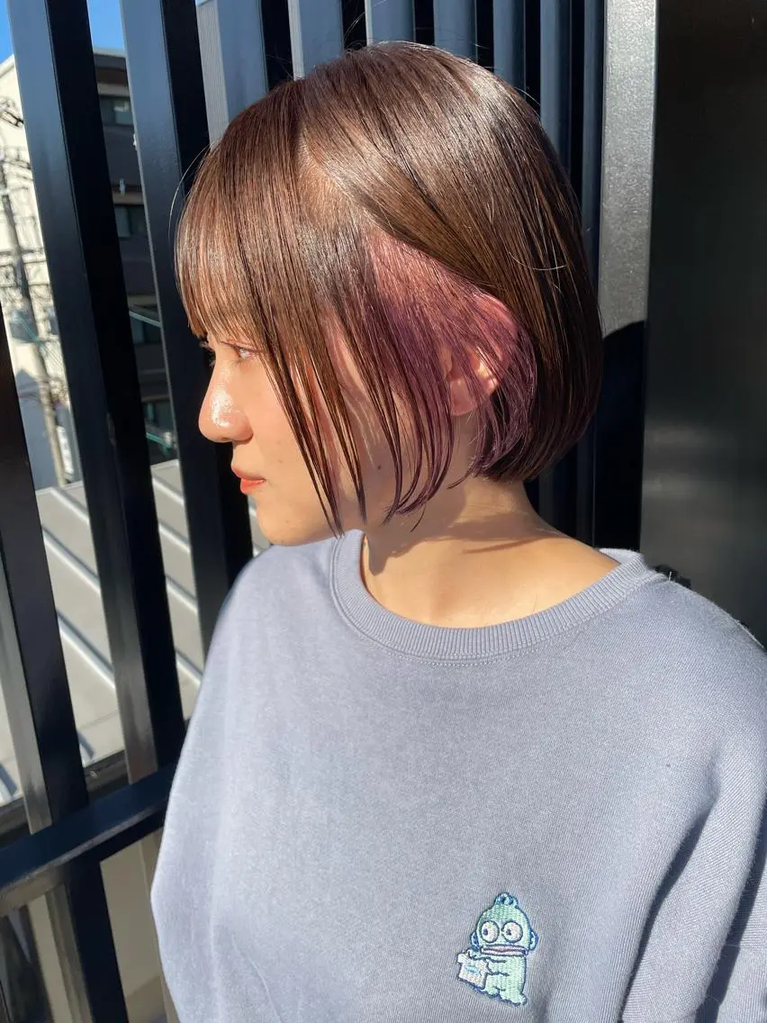 ショート カラー ボブ YUI/ ブリーチカラー🌷のヘアスタイル