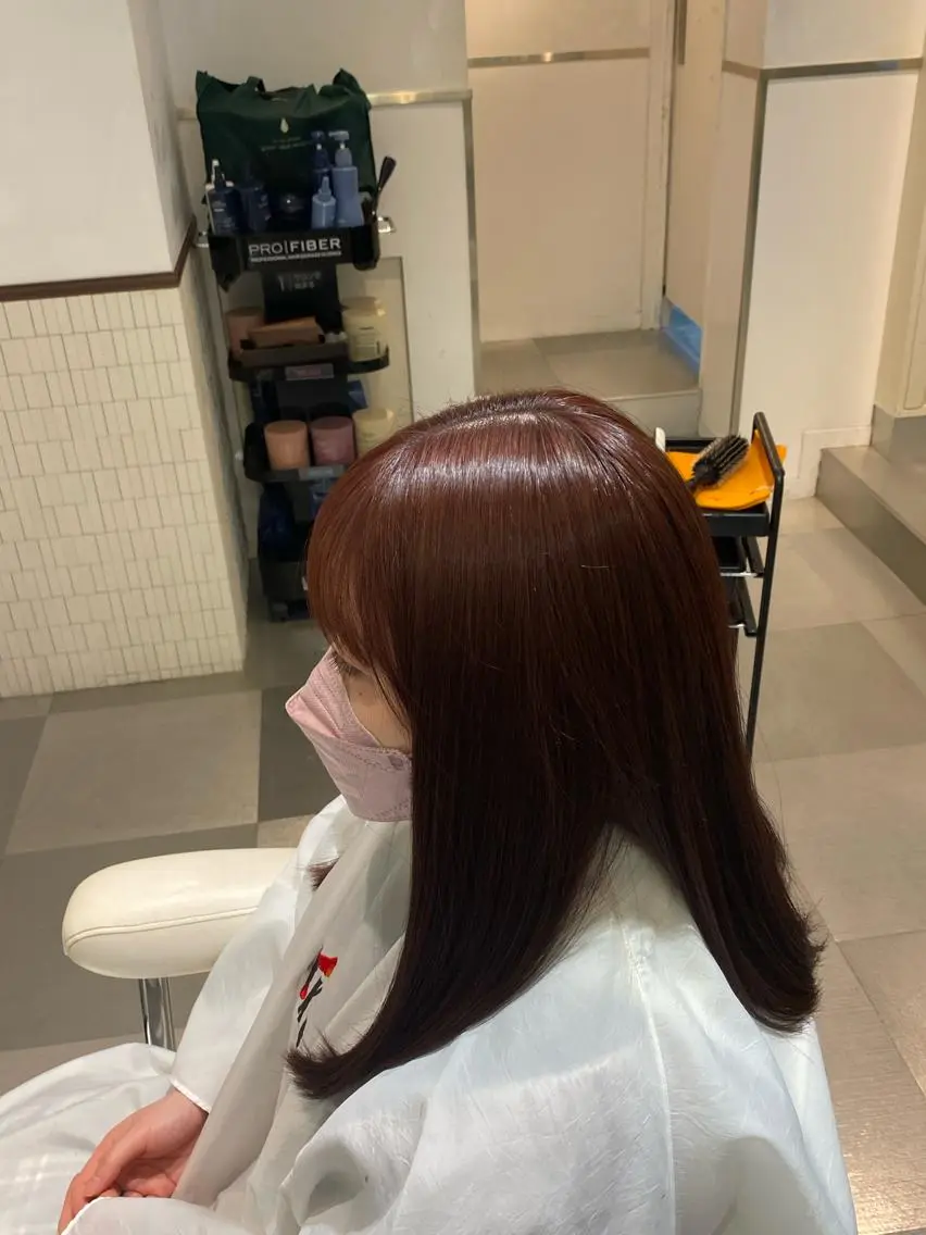 ロング カラー ブラウンカラー ピンクカラー ピンクブラウン トリートメント コテ巻き風パーマ 藤澤　知彌のヘアスタイル