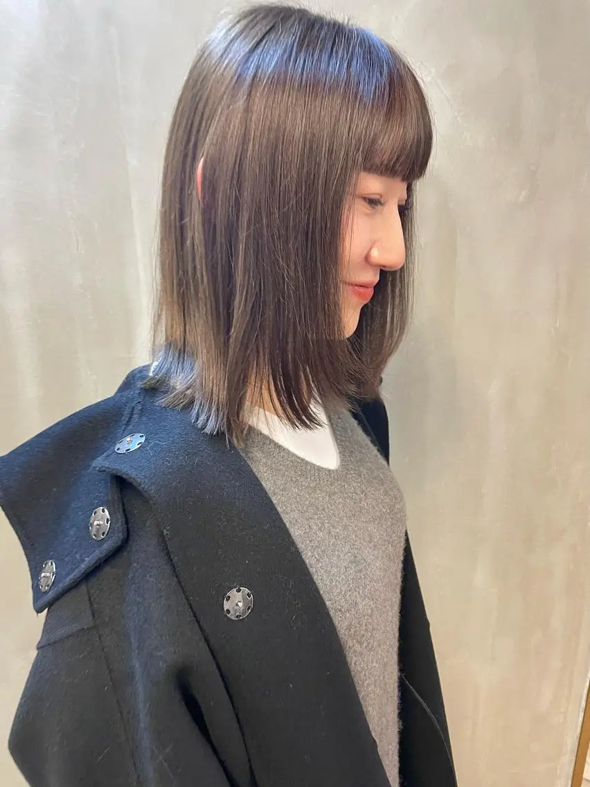 ミディアム カラー パーマ ヘアアレンジ メンズ キッズ ネイル マツエク・マツパ アイブロウ グレージュ tatsumi/ボブ ウルフ/レイヤーのヘアスタイル