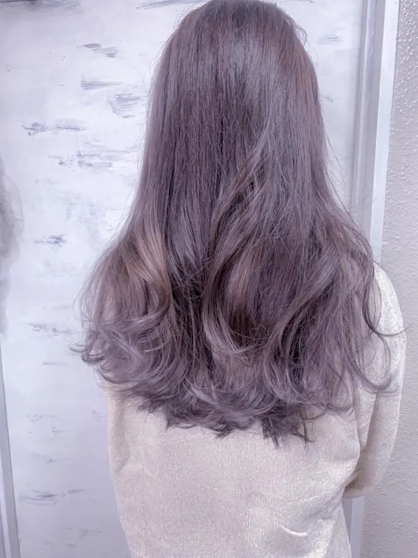 ロング カラー アディクシーカラー アッシュ イルミナカラー パープルカラー パープルアッシュ BOX mico.のヘアスタイル