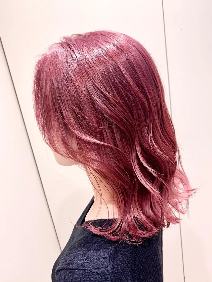 セミロング カラー ピンクカラー ヘアカラー トリートメント 💓シールエクステ ルミエールのヘアスタイル