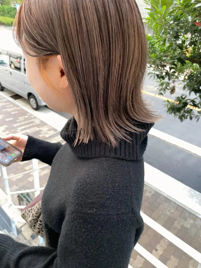 ミディアム 切りっぱなしボブ ボブ メンズ特化美容師 ハスイルイのヘアスタイル