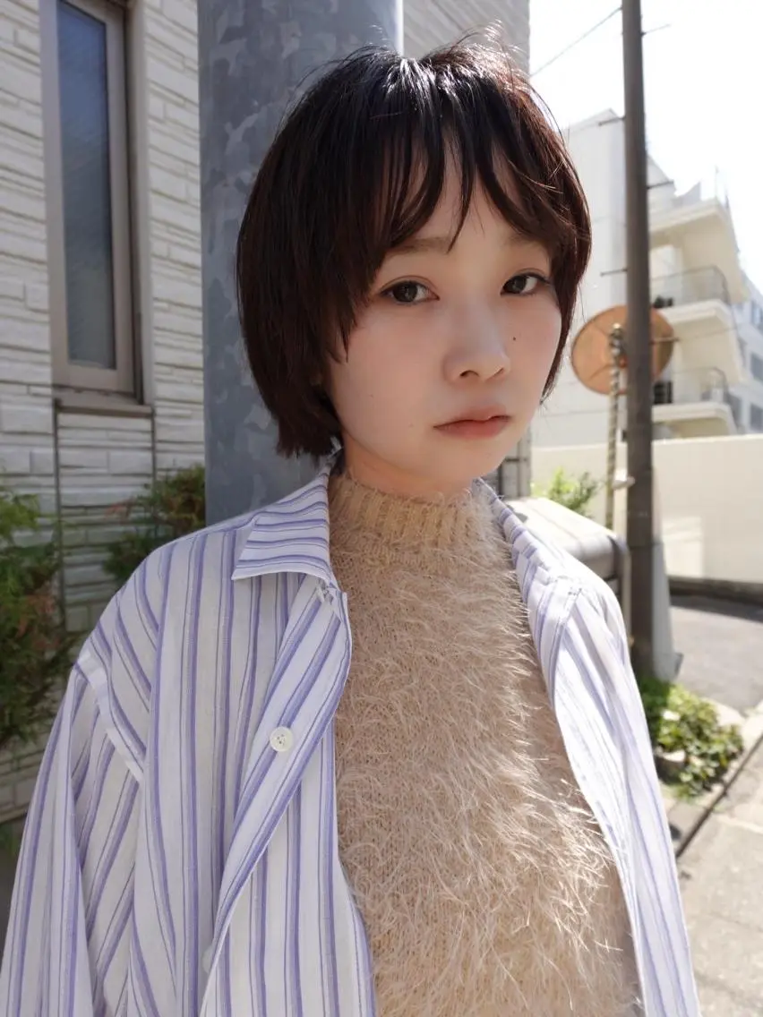 ミディアム カラー パーマ ショートボブ ミディアムパーマ アディクシーカラー ブリーチ ケアブリーチ カット ヘアカラー CEINE PATHのヘアスタイル