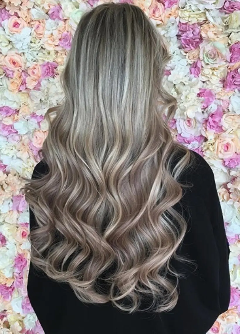セミロング カラー パーマ チビ編み込みエクステ シールEXどぅ〜すのヘアスタイル