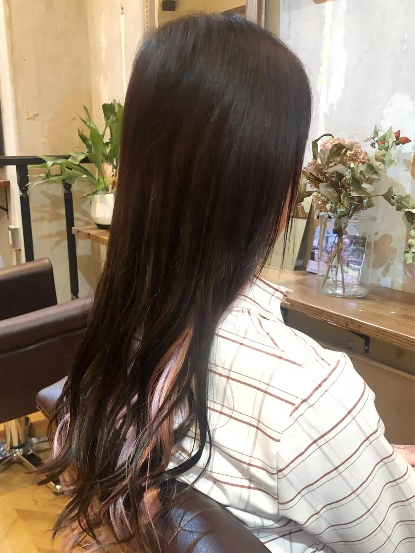 セミロング カラー ヘアアレンジ ピンクカラー パープルカラー エクステ指名No.1 【店長】橘田のヘアスタイル