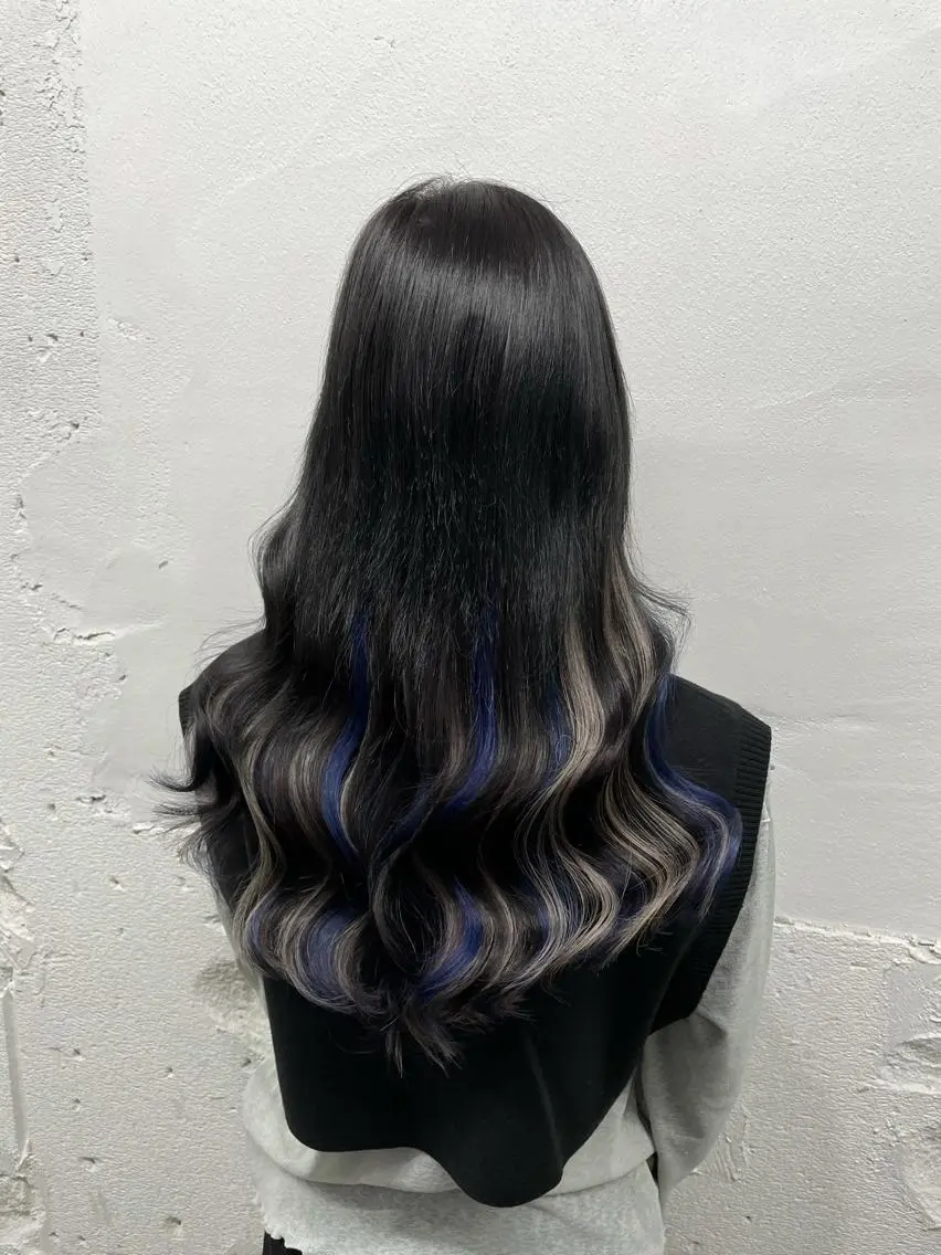 ロング カラー シールエクステ バレイヤージュ ミストバング ダブルカラー  フェイスフレーミング ヘアカラー エクステ 🧡艶髪/エクステ 🫧🧡YUKI❄️のヘアスタイル