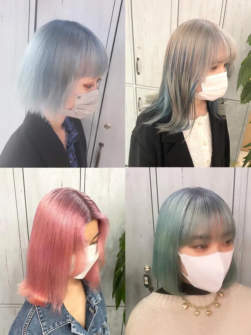 セミロング カラー アッシュ アッシュグレー アッシュグレージュ バレイヤージュ ミストバング 町田ブリーチデザイン 🌈MANATOのヘアスタイル