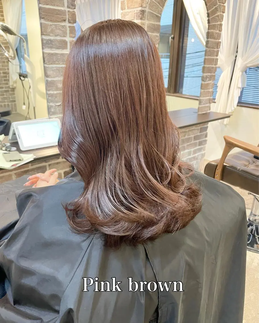 セミロング カラー ベージュカラー ピンクカラー ピンクベージュ 艶カラー/インナー /グラデ/大西小百合のヘアスタイル