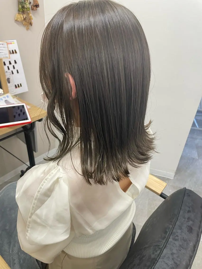 ミディアム カラー ヘアカラー トリートメント ブリーチなし透明感 🍀梅田・増田のヘアスタイル