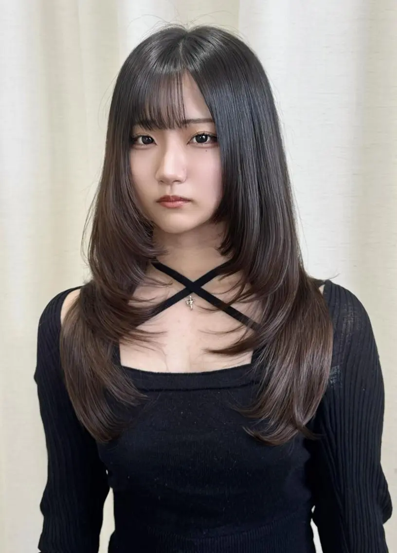 ロング レイヤーカット カット ヘアカラー トリートメント レイヤー/韓国ヘア /髪質改善🦋イブキのヘアスタイル
