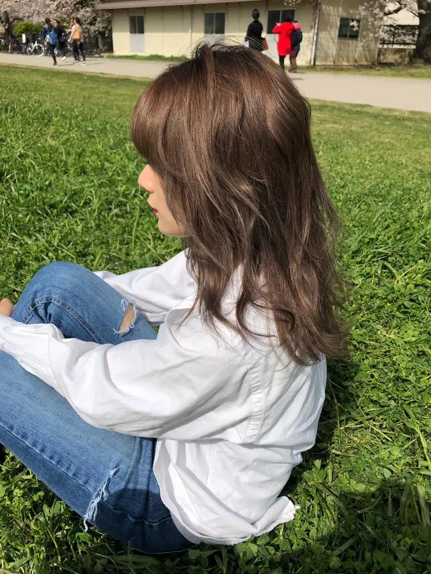 セミロング カラー ベージュカラー ブリーチ ケアブリーチ ラベンダーカラー ラベンダーベージュ Pia ツボイ ケイタのヘアスタイル