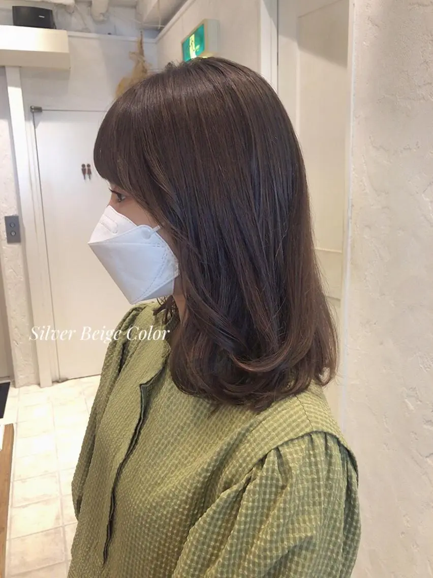 セミロング ヘアカラー トリートメント ヘアセット ✨透明感ケアカラー✨ 長野ゆきなのヘアスタイル