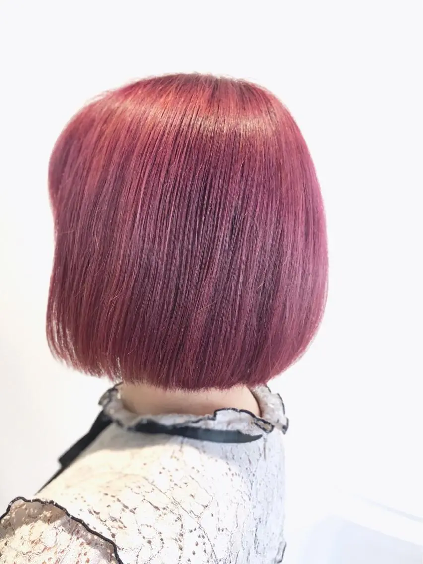 ショート カラー ブリーチ カシス ピンクカラー MEN'S特化🌈 KATOのヘアスタイル