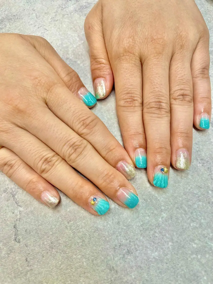 ネイル ブルー イースター フットネイル フレンチネイル ジェルネイル ハンドネイル .N YUKIのネイルデザイン
