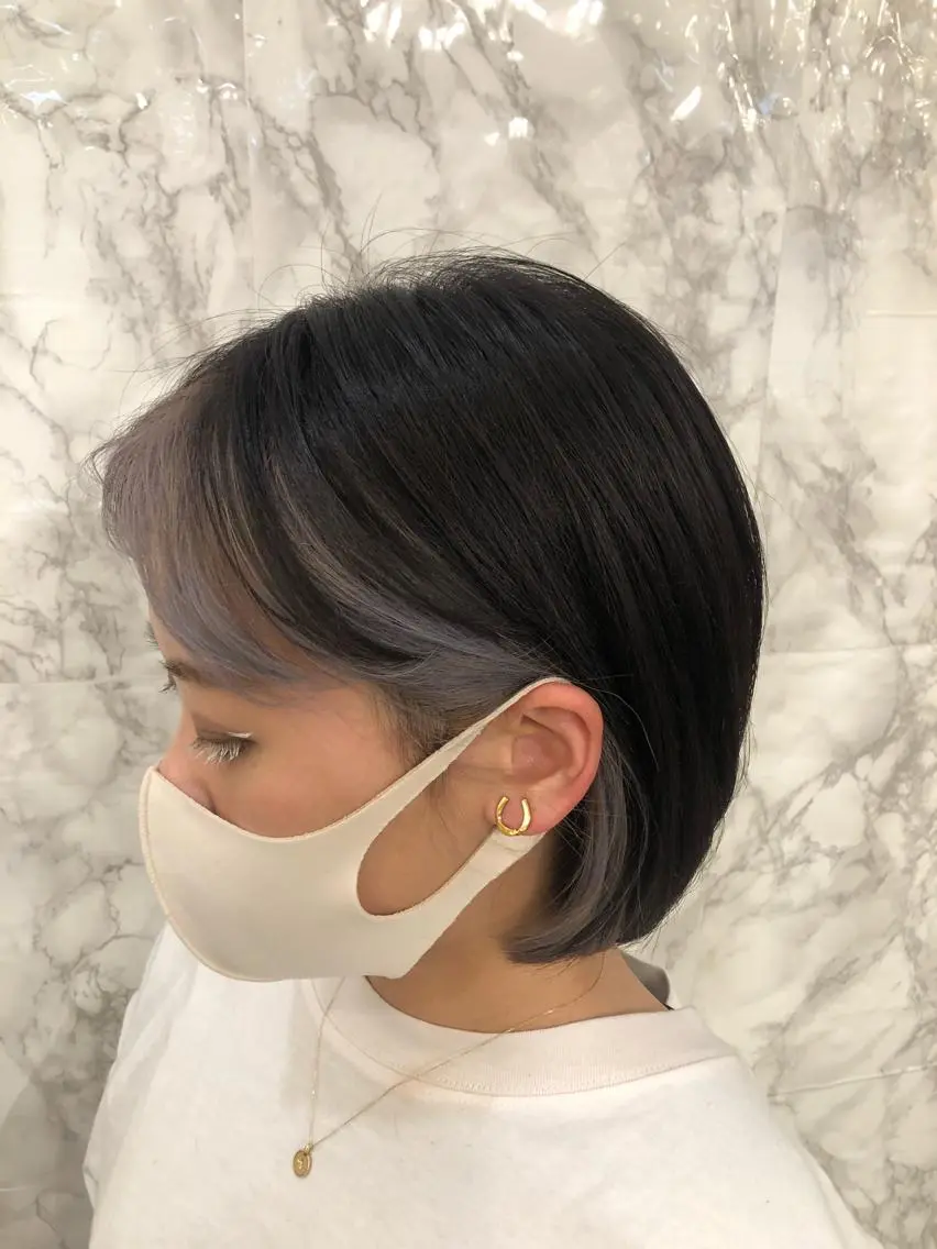 ショート カラー ミストバング フェイスフレーミング インナーカラー 🟦西荻窪メンズ特化 美容師🟦Yu-Jiのヘアスタイル