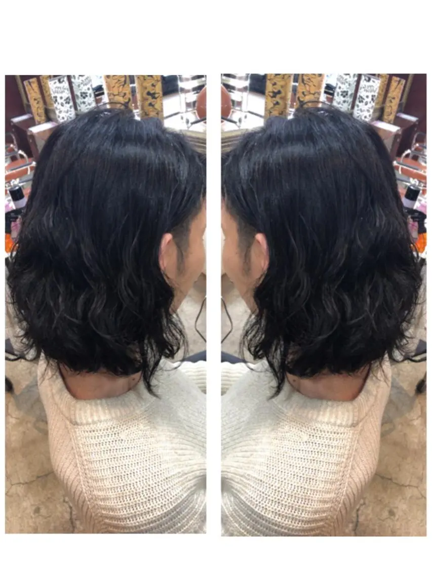 ミディアム パーマ メンズ 品田 真里のヘアスタイル