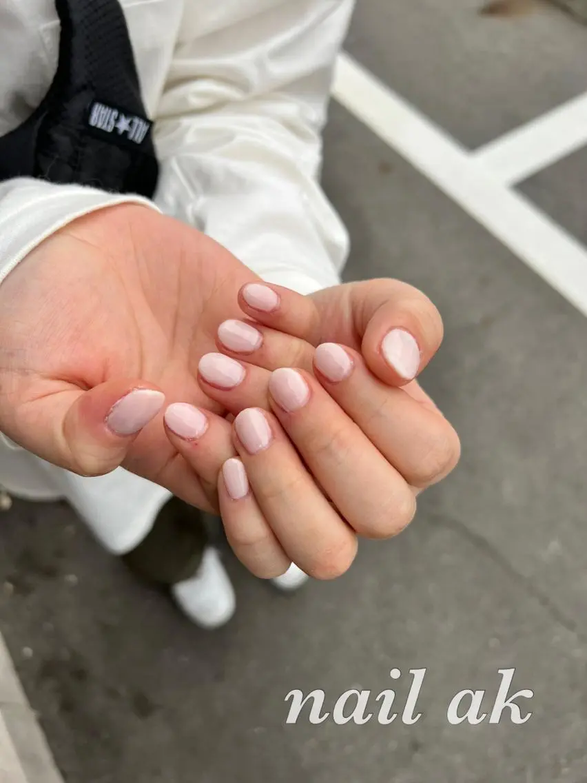 ネイル ピンク ホワイト ハンドネイル ak nail .のネイルデザイン