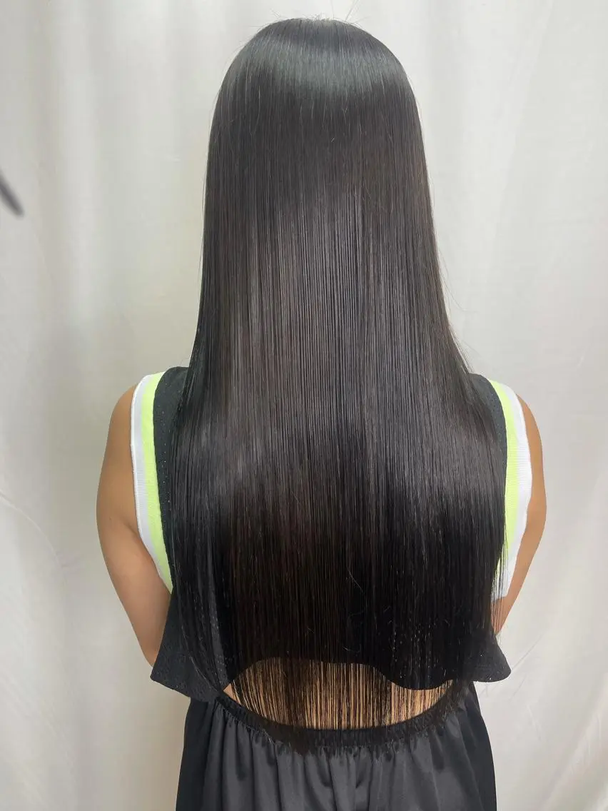 ロング カラー パーマ 黒髪 ブリーチ 縮毛矯正 カット ヘアカラー 縮毛矯正 髪質改善/縮毛矯正 /レイヤーカット岡部のヘアスタイル