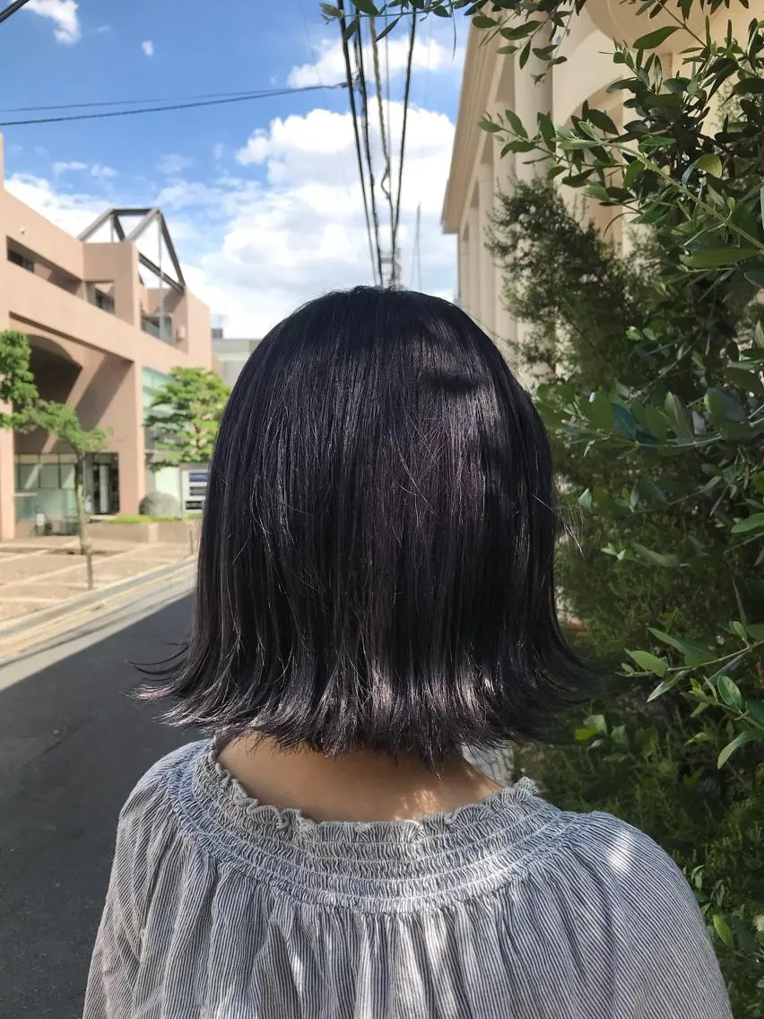 ショート カラー パープルカラー 色落ちまでキレイに! !女性サロンのヘアスタイル