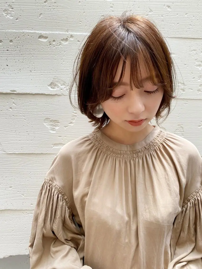 ショート ヘアカラー トリートメント 圧倒的な質感🧡 髪質改善/丸山晴菜のヘアスタイル