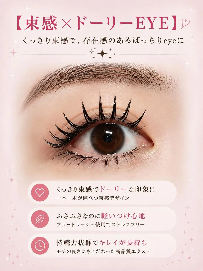 マツエク・マツパ 束感まつ毛 フラットラッシュ 韓国風マツエク まつげパーマ 下まつげエクステ foisalon 大久保店のマツエク・マツパデザイン