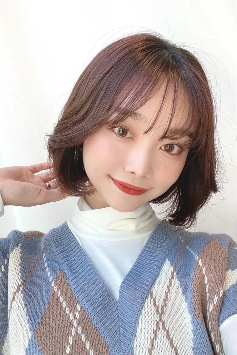 ミディアム カット ヘアカラー トリートメント 韓国くびれレイヤー 🇰🇷はづきのヘアスタイル