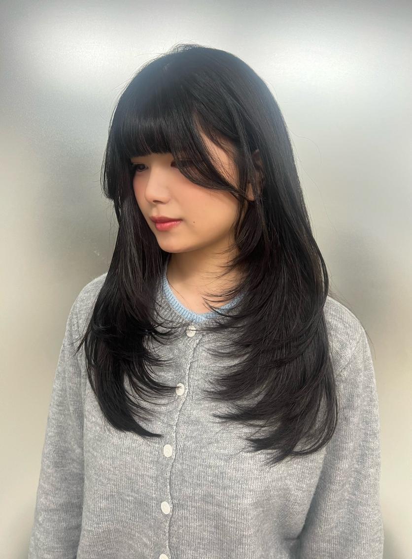 ロング 韓国風ヘア レイヤーカット トリートメント カット トリートメント さや🍀/透明感 カラー/ヘアセットのヘアスタイル