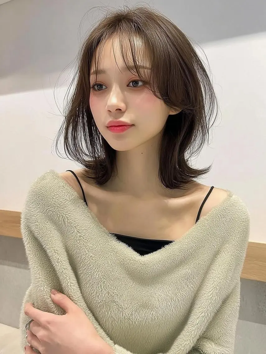 ミディアム 髪質改善 縮毛矯正 カット ヘアカラー 大久保 雪乃🌛のヘアスタイル