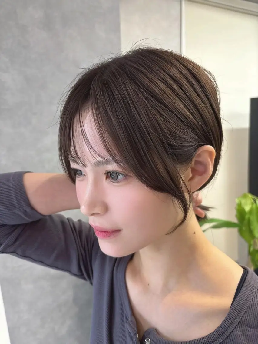 ミディアム カラー カット ヘアカラー トリートメント lafit ラフィット 下大利のヘアスタイル
