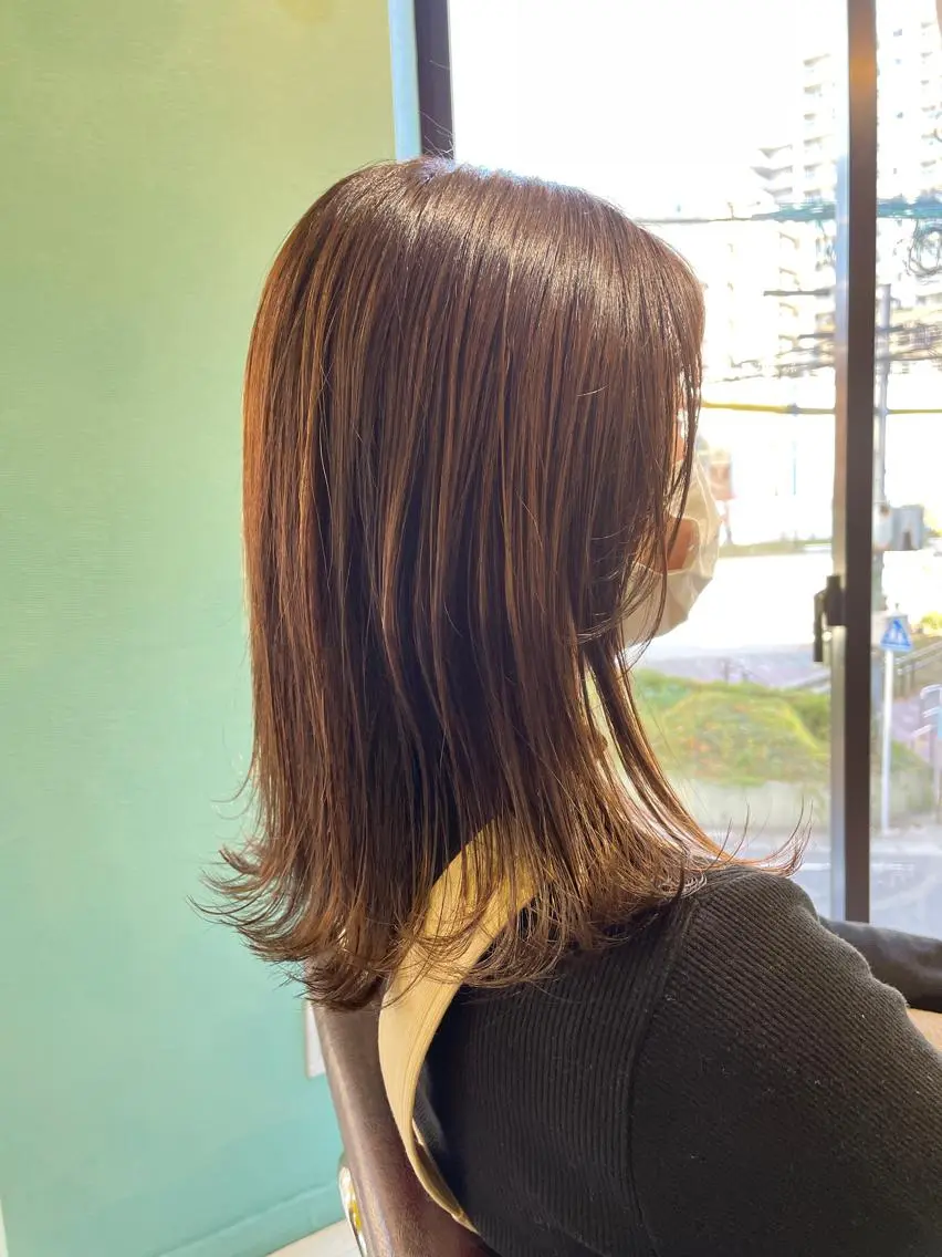 セミロング カラー パーマ アッシュ カット ヘアカラー 縮毛矯正 トリートメント 末石 智のヘアスタイル