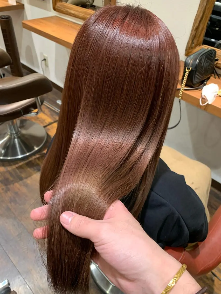ロング カラー ブラウンカラー ピンクカラー ピンクブラウン ヘアカラー Wataru 髪質改善カラー💎のヘアスタイル