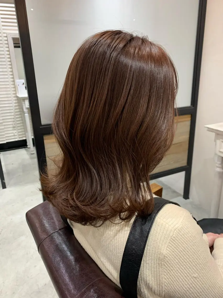 ミディアム カラー ヘアアレンジ ヘアカラー トリートメント kei🤎ベージュ /透明感カラー/博多のヘアスタイル