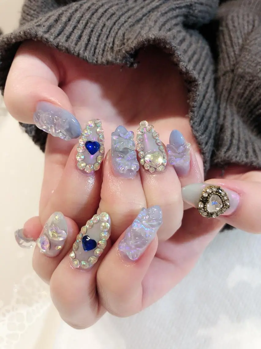 ネイル クリアネイル パープル ハンドネイル * haruのネイルデザイン