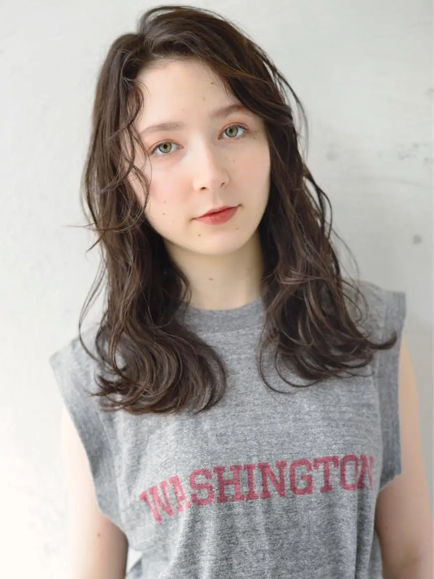 ミディアム カット パーマ メンズ特化美容師 ハスイルイのヘアスタイル