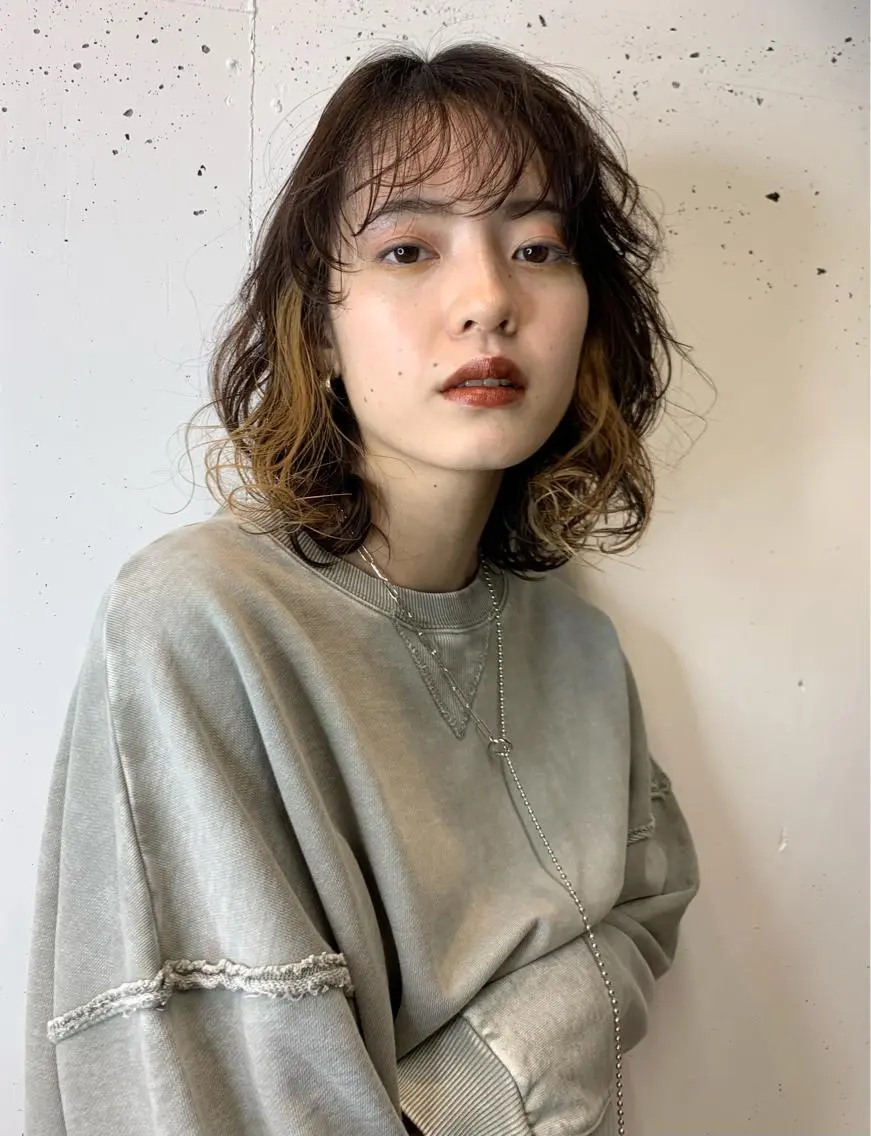 ミディアム カラー ヘアアレンジ ミディアムパーマ マツオカ マコのヘアスタイル