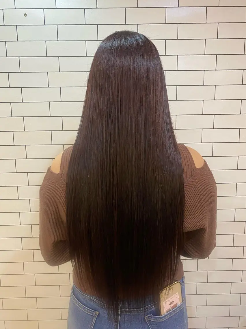 ロング カラー 酸性ストレート カット ヘアカラー 縮毛矯正 トリートメント TAI透明カラー 柔らかい縮毛矯正のヘアスタイル